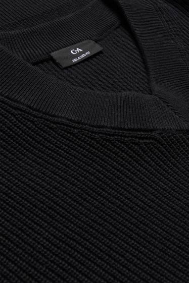 Hommes - Pull avec encolure en V - noir