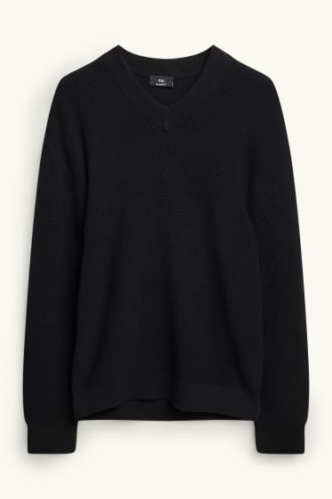 Hommes - Pull avec encolure en V - noir