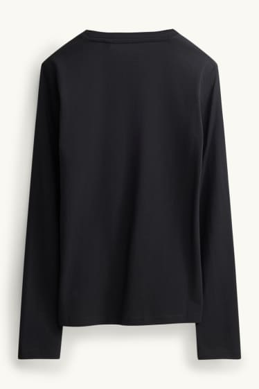 Femei - Tricou cu mânecă lungă - slim fit - negru