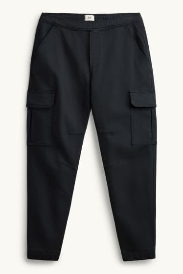 Bărbați - Pantaloni cargo - tapered fit - negru