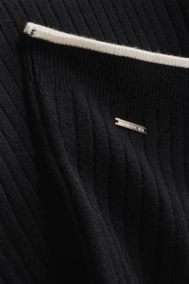 Children Girls - Turtleneck jumper - ribbed - black