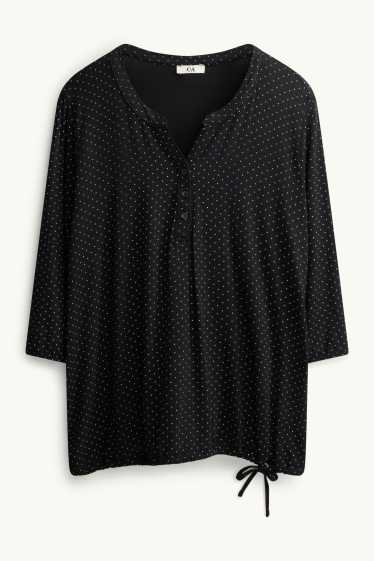 Donna - Maglia a maniche lunghe - a pois - nero / bianco