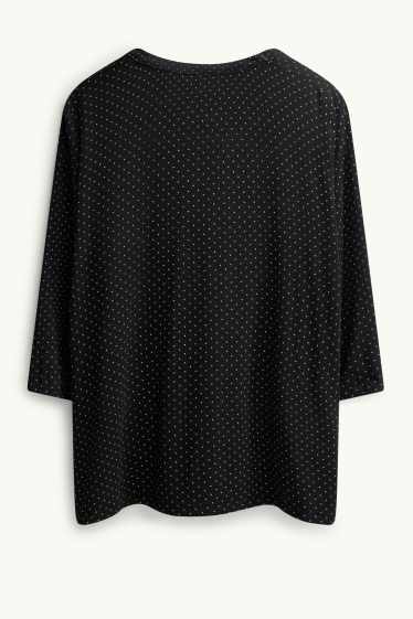 Donna - Maglia a maniche lunghe - a pois - nero / bianco