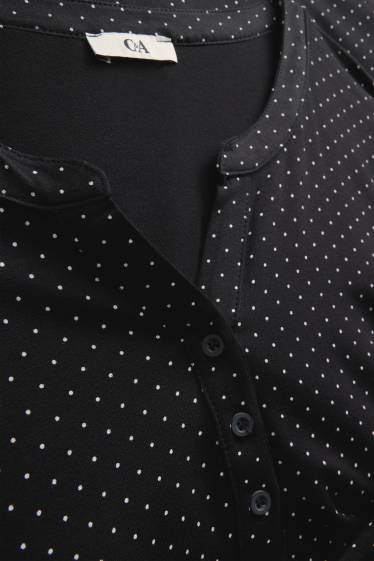 Donna - Maglia a maniche lunghe - a pois - nero / bianco