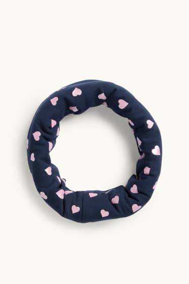 Children Girls - Heart - snood - shiny - rose / dark blue