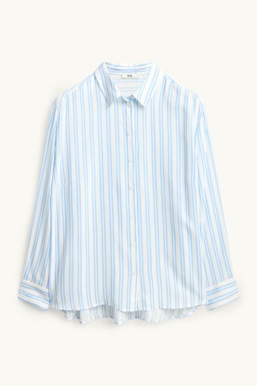 Dona - Camisa brusa - de ratlles - blanc / blau clar
