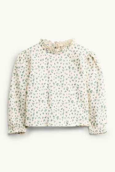 Enfants filles - Ensemble - chemisier et débardeur - 2 pièces - à fleurs - vert / blanc crème