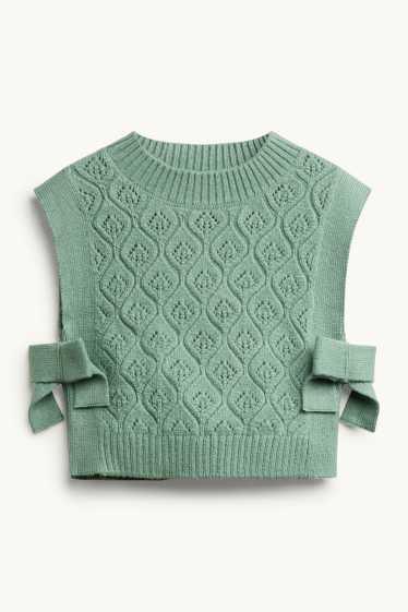 Enfants filles - Ensemble - chemisier et débardeur - 2 pièces - à fleurs - vert / blanc crème