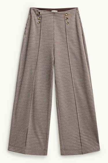 Enfants filles - Pantalon en toile - à motif - marron / blanc crème