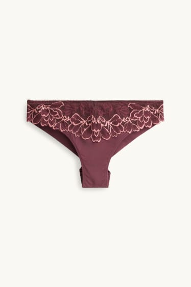 Donna - Slip bikini - taglio brasiliano - bordeaux