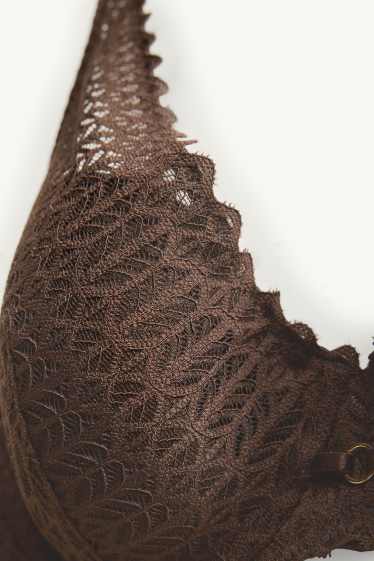 Women - Underwire bra - PLUNGE - padded - dark brown