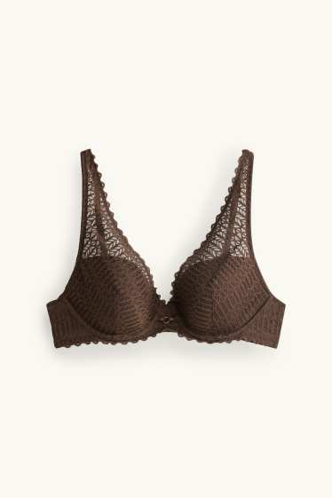 Women - Underwire bra - PLUNGE - padded - dark brown