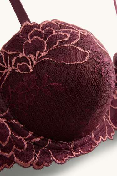 Women - Underwire bra - BALCONETTE - padded - bordeaux