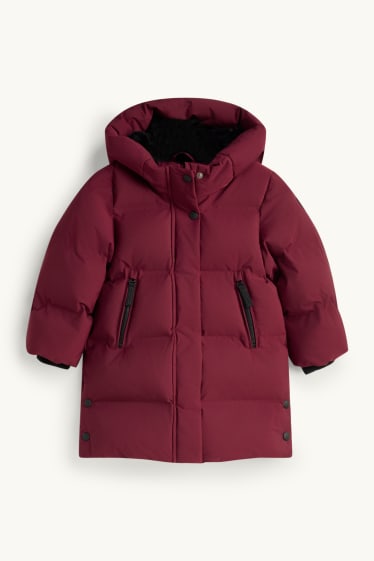 Kinder Mädchen - Funktions-Steppjacke mit Kapuze - gefüttert - bordeaux