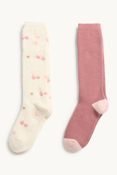 Children Girls - Multipack of 2 - heart - knee-high socks - cremewhite