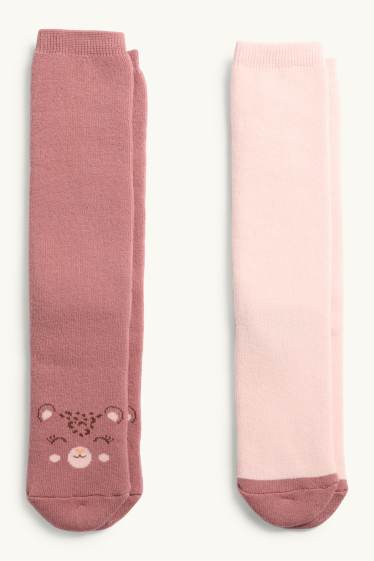 Children Girls - Multipack of 2 - leopard - knee-high socks - rose / rose