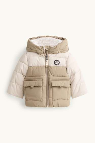 Baby: jongens - Tijger- babyjas met stiksels en capuchon - gevoerd - beige