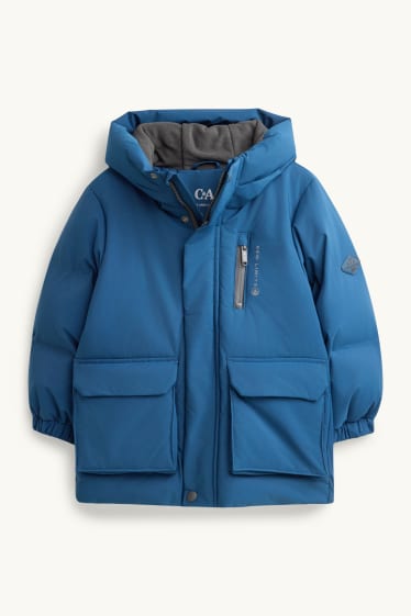 Kinderen: jongens - Sportjas met stiksels en met capuchon - gevoerd - blauw