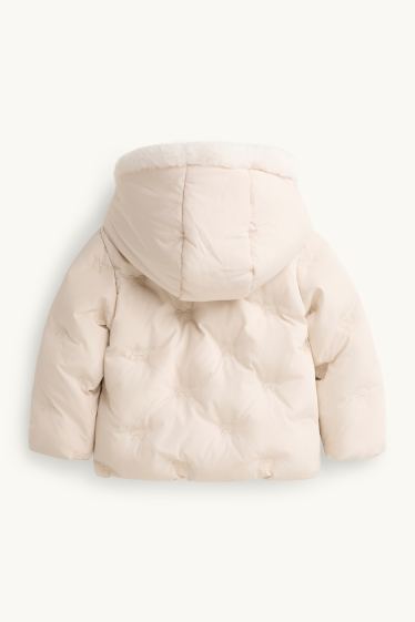 Bébés filles - Petit nœud - doudoune pour bébé avec capuche - doublée - crème