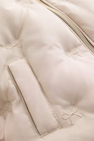 Bébés filles - Petit nœud - doudoune pour bébé avec capuche - doublée - crème