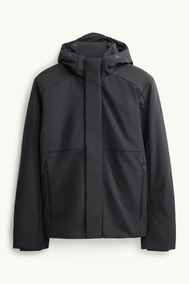 Hommes - Veste à coquille souple avec capuche - doublée - finition déperlante - noir
