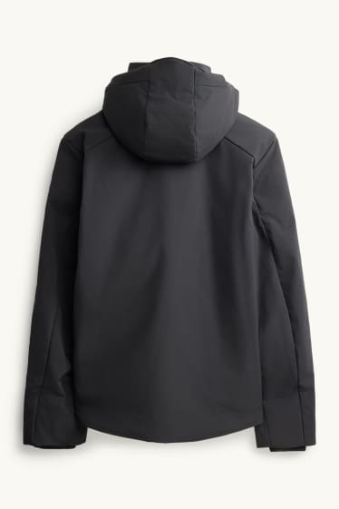 Hommes - Veste à coquille souple avec capuche - doublée - finition déperlante - noir