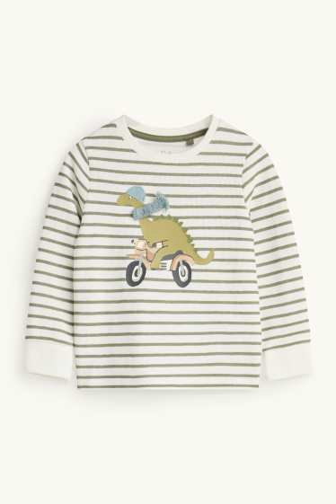 Children Boys - Dino - long sleeve T-shirt - striped - white / green