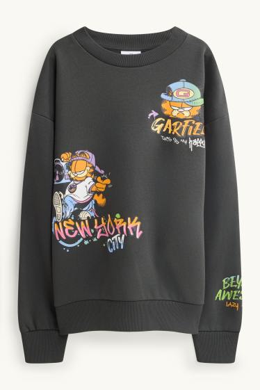 Enfants garçons - Garfield - sweat - gris foncé