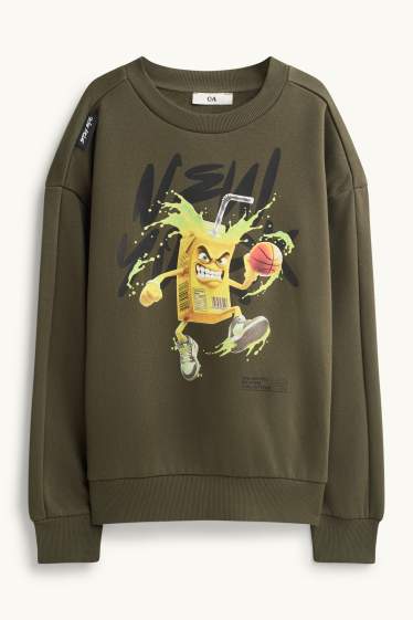 Kinder Jungen - Saft und Basketball - Sweatshirt - dunkelgrün