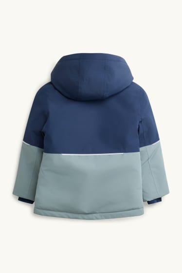 Kinder Buben - Regenjacke mit Kapuze - gefüttert - wasserdicht - dunkelblau