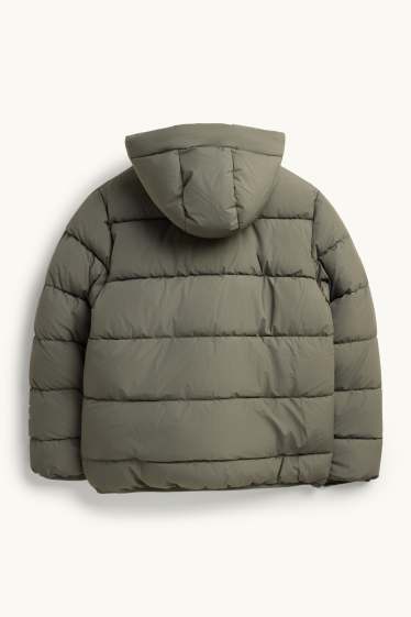 Kinder Buben - Steppjacke mit Kapuze - wasserabweisend - grün