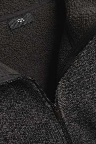 Herren - Sweatjacke mit Kapuze - dunkelgrau-melange