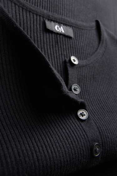 Femmes - Gilet en maille - finition côtelée - noir
