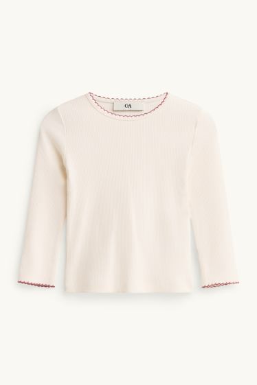 Enfants filles - Cœur - ensemble - robe salopette et haut à manches longues - 2 pièces - rose