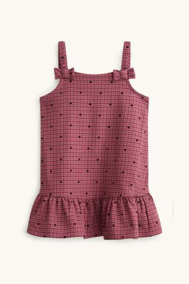 Enfants filles - Cœur - ensemble - robe salopette et haut à manches longues - 2 pièces - rose