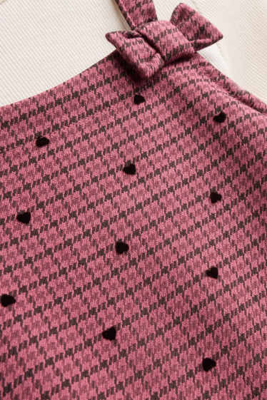 Enfants filles - Cœur - ensemble - robe salopette et haut à manches longues - 2 pièces - rose