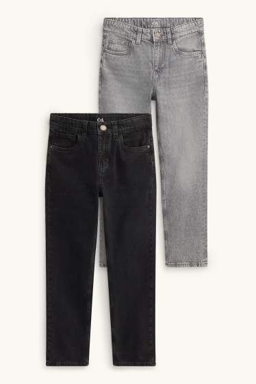 Copii - Băieți - Multipack 2 perechi - relaxed jeans - gri / negru