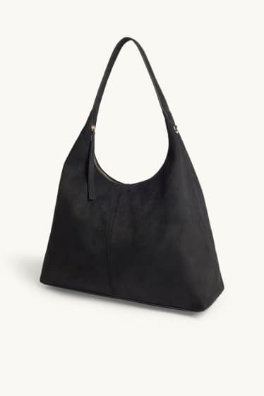 Dames - Grote shopper - imitatieleer - zwart