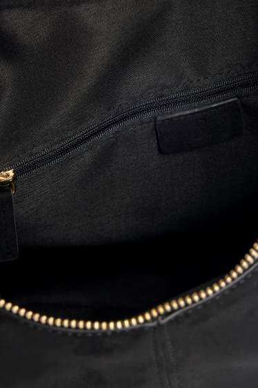 Dames - Grote shopper - imitatieleer - zwart