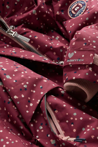 Enfants filles - Manteau de pluie à capuche - doublé - imperméable - à pois - rouge