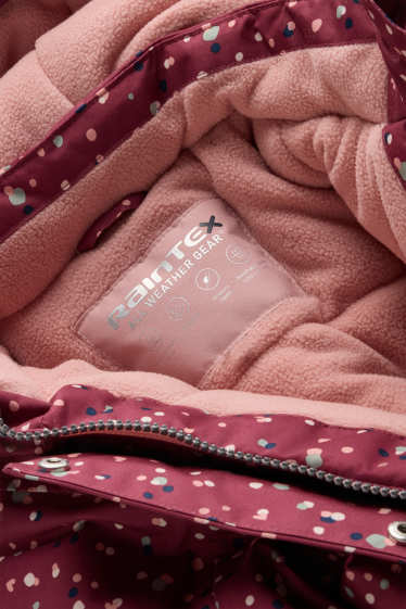 Enfants filles - Manteau de pluie à capuche - doublé - imperméable - à pois - rouge