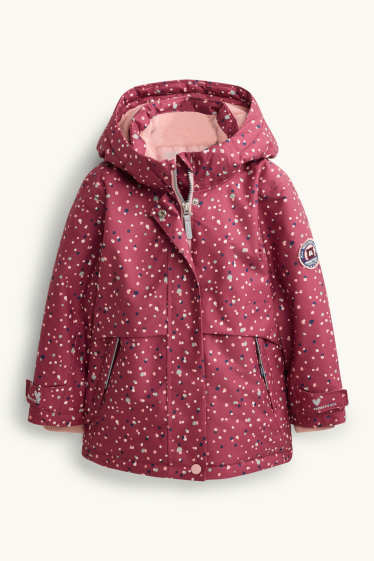 Enfants filles - Manteau de pluie à capuche - doublé - imperméable - à pois - rouge