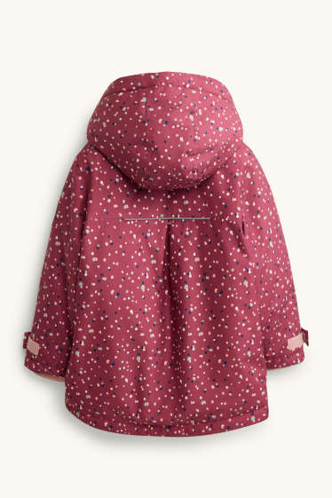 Enfants filles - Manteau de pluie à capuche - doublé - imperméable - à pois - rouge