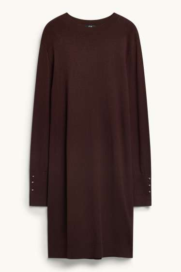 Donna - Vestito in maglia - straight fit - marrone scuro