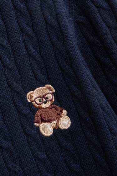 Femei - Cardigan tricotat - cu torsade - albastru închis
