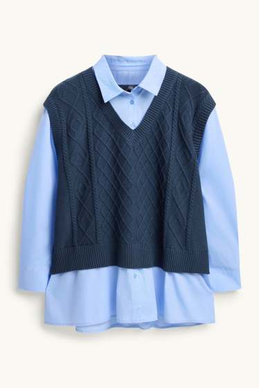 Women - Jumper - 2-in-1 look - dark blue