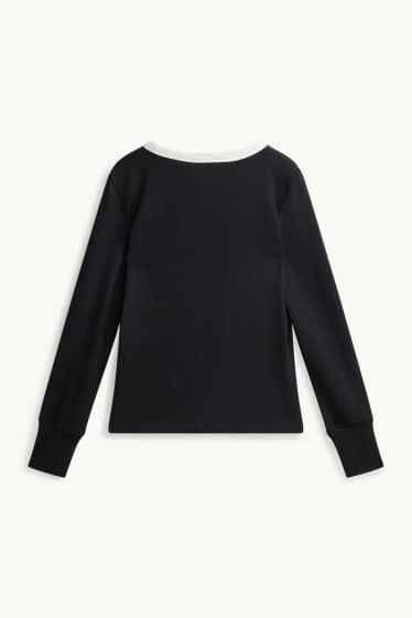 Dona - Samarreta de màniga llarga - slim fit - negre/blanc