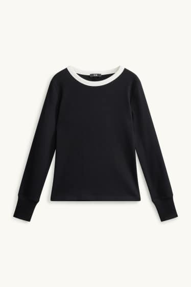 Dona - Samarreta de màniga llarga - slim fit - negre/blanc