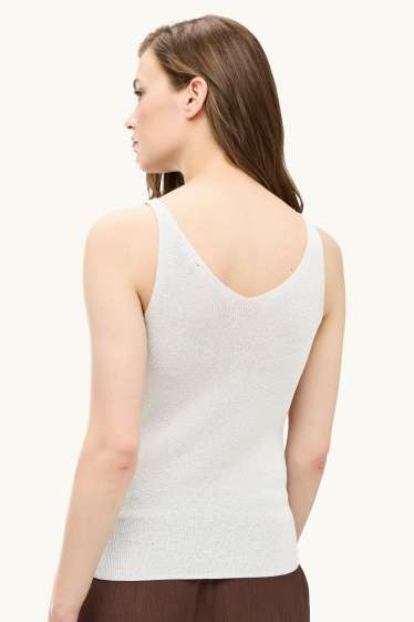 Women - Top - shiny - white / silver