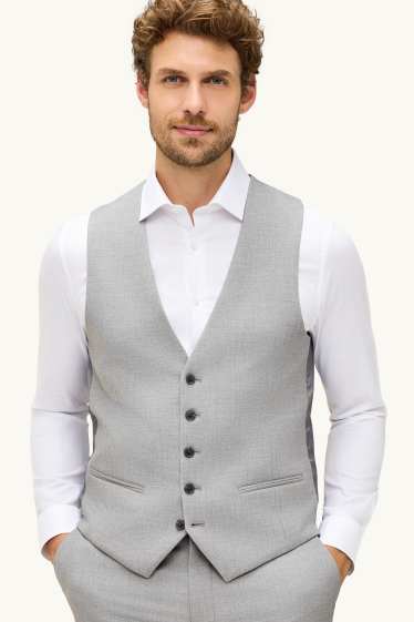 Hommes - Gilet de costume - regular fit - Flex - 4 Way Stretch - gris